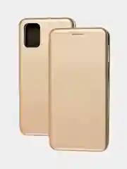Золотой чехол-книжка для Samsung A03S Самсунг А03С книжка с магнитным замком, карман для карты