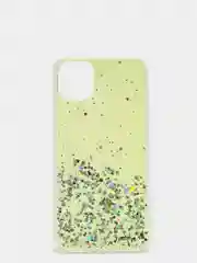Желтый чехол пластиковый iPhone 11 Pro, 11 Pro Max, с блестками