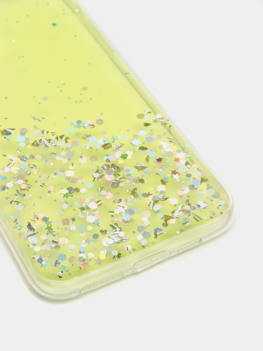 Желтый чехол пластиковый iPhone 11 Pro, 11 Pro Max, с блестками