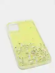 Желтый чехол пластиковый iPhone 11 Pro, 11 Pro Max, с блестками