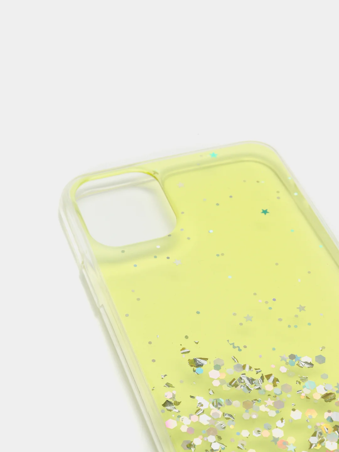 Желтый чехол пластиковый iPhone 11 Pro, 11 Pro Max, с блестками