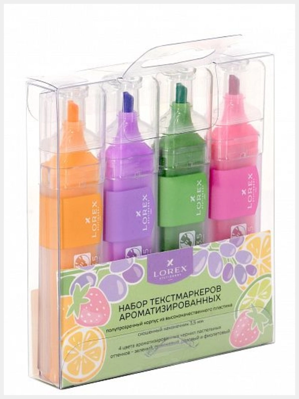 Набор текстовых маркеров ароматизированных, Lorex rich fruit Pastel, 1-3,5 мм, скошенный