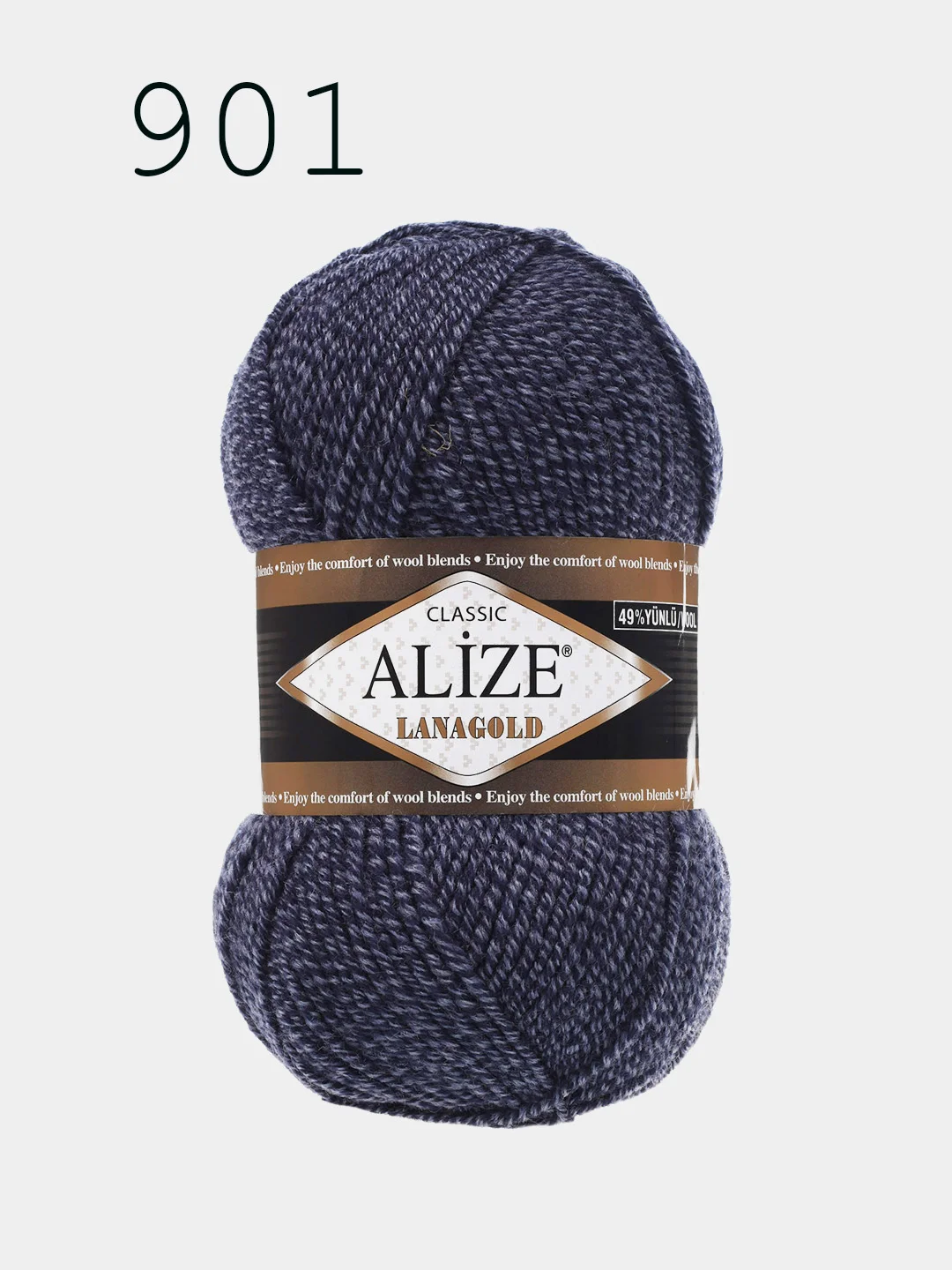 Синий меланж пряжа Alize Lanagold 51% Акрил 49% Шерсть 100г 240м (часть3)