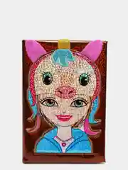 Аметистовый блокнот "Darvish", блестки с аппликацией "Девушка", 14*21см, 80л, 3 вида