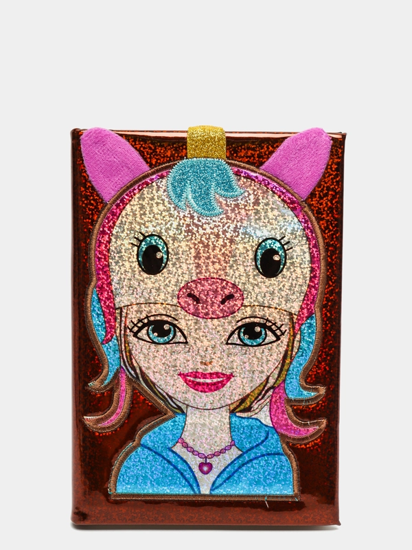 Блокнот "Darvish", блестки с аппликацией "Девушка", 14*21см, 80л, 3 вида