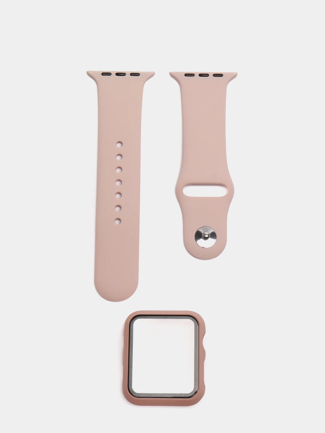 Розовый ремешок на часы Apple Watch силиконовый с накладкой