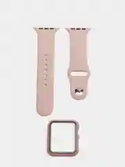 Розовый ремешок на часы Apple Watch силиконовый с накладкой