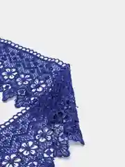 Синий кружево, шёлк, ширина 9 см, 1 м