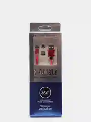 Красный магнитный USB-кабель 3 в 1 с 3-мя разъемами microusb, type C, Lightning, 3 цвета