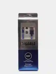 Синий магнитный USB-кабель 3 в 1 с 3-мя разъемами microusb, type C, Lightning, 3 цвета