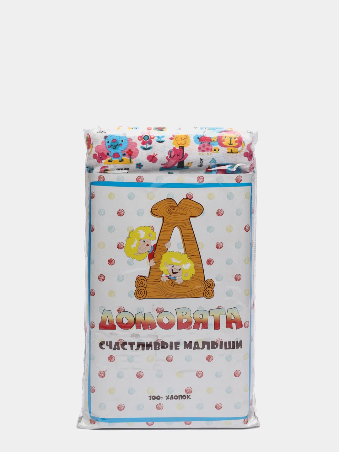 Розовый комплект постельного белья в кроватку "Африка", бязь