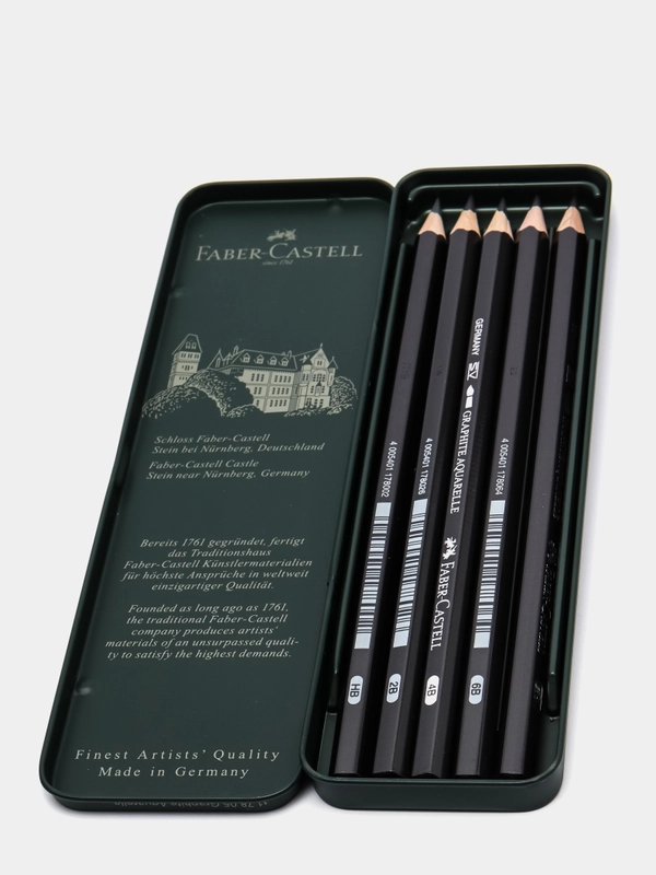 Набор карандашей чернографитных Faber-Castell "Graphite Aquarelle", HB-8B, 5 штук