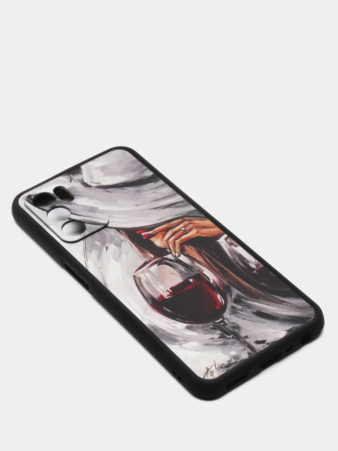 Бордовый чехол с ярким рисунком/принтом на Oppo A16 (Оппо А16)