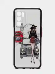 Белый чехол с ярким рисунком/принтом на Oppo A16 (Оппо А16)