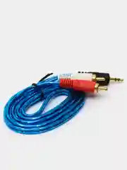 Синий аудио кабель AUX тюльпаны, 3,5 мм - 2 RCA, 1, 5 метра