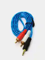 Синий аудио кабель AUX тюльпаны, 3,5 мм - 2 RCA, 1, 5 метра