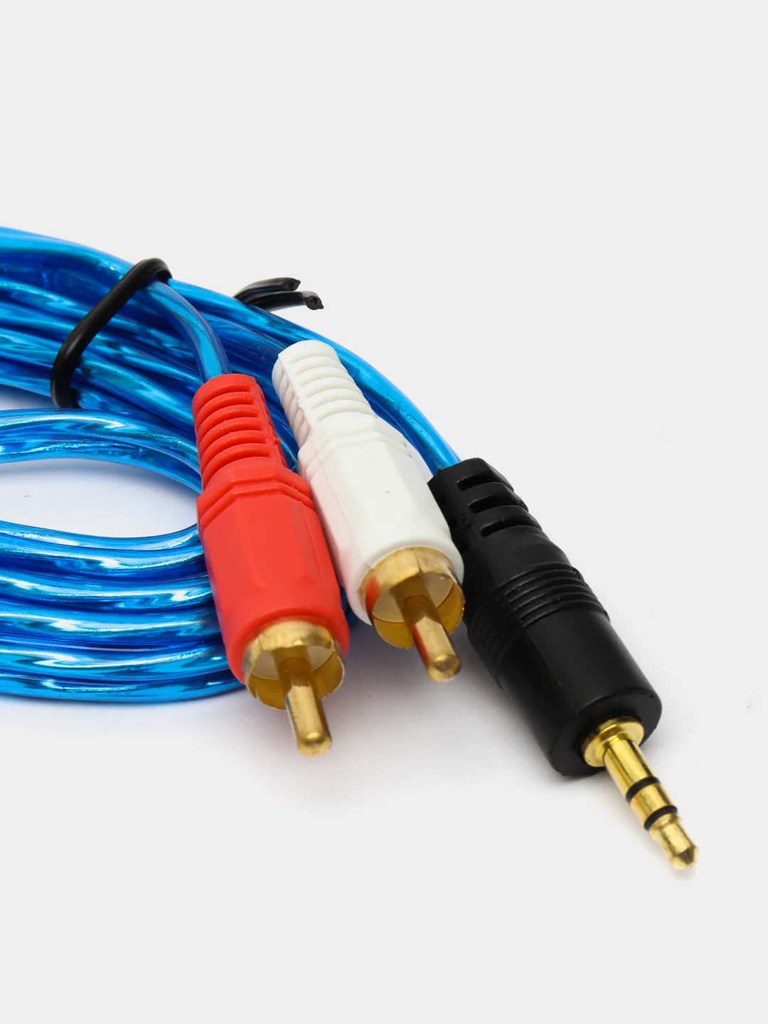 Синий аудио кабель AUX тюльпаны, 3,5 мм - 2 RCA, 1, 5 метра