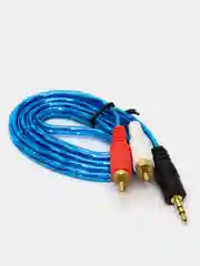 Синий аудио кабель AUX тюльпаны, 3,5 мм - 2 RCA, 1, 5 метра