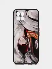 Бордовый чехол с рисунком на Realme 8i и Realme Narzo 50 4G (Реалми 8i и Реалми Нарзо 50 4G)
