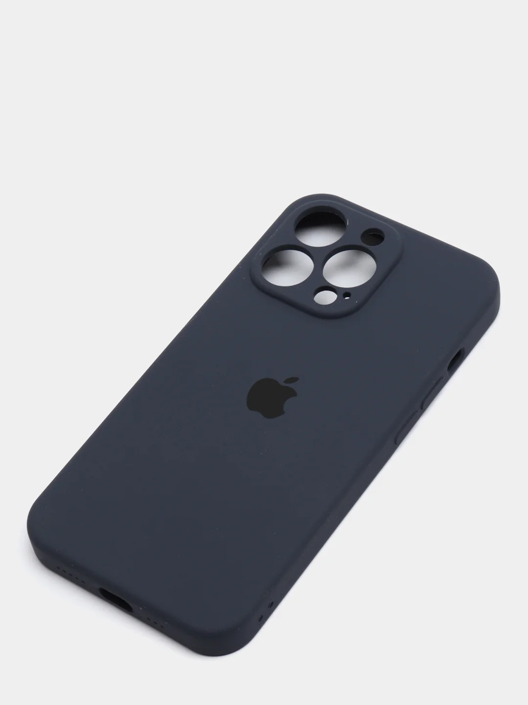 Синий меланж чехол Silicone Case для iPhone 13 Pro, с защитой камеры, закрытый низ