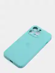 Бирюзовый чехол Silicone Case для iPhone 13 Pro, с защитой камеры, закрытый низ