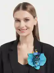 Бирюзовый заколка для волос Орхидея / Брошь "Орхидея" / Заколка зажим для волос / Цветок орхидея