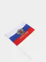 Белый флаг России с гербом 31 х 44 см, шток 60 см, полиэстер