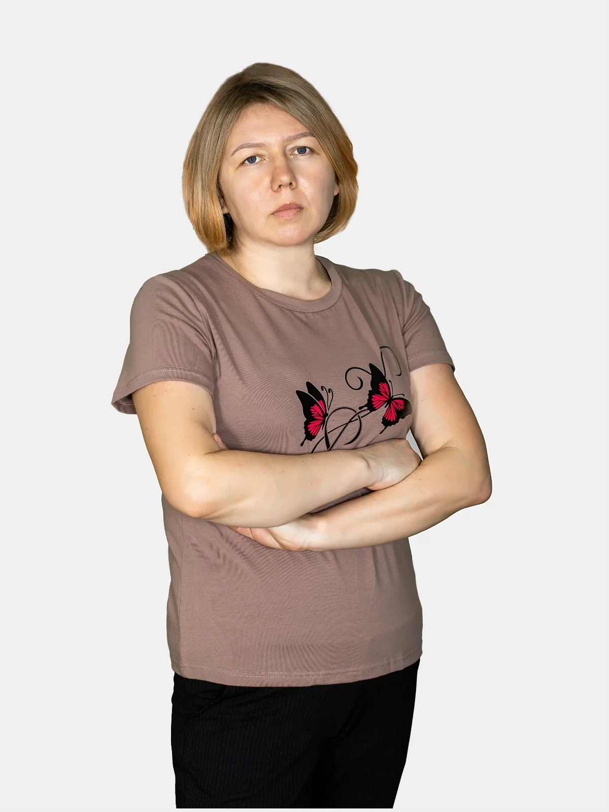 Футболка женская из хлопка, прямого кроя, 46,48,50,52,54,58,60