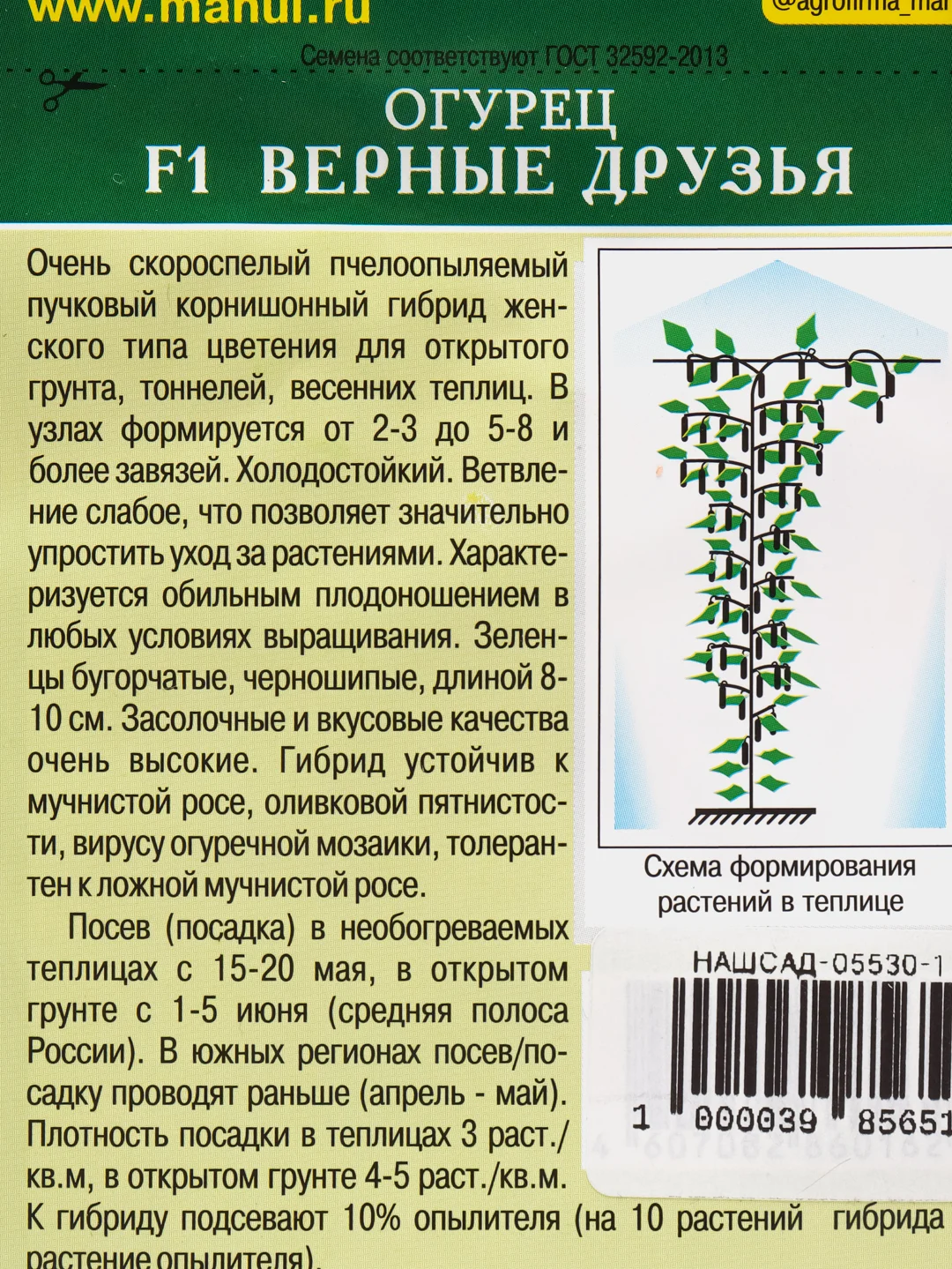 Семена Огурец F1  Верные друзья  набор 1, 3, 5 уп
