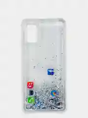 Серебряный чехол Samsung Galaxy A41 (Самсунг Галакси А41) чехол переливающийся жидкий с блестками