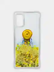 Желтый чехол Samsung Galaxy A41 (Самсунг Галакси А41) чехол переливающийся жидкий с блестками