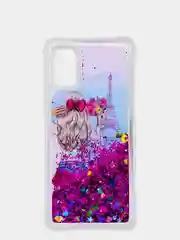 Пурпурный чехол Samsung Galaxy A41 (Самсунг Галакси А41) чехол переливающийся жидкий с блестками