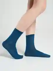Синий носки женские, однотонные, тонкие, высокие