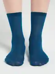Синий носки женские, однотонные, тонкие, высокие