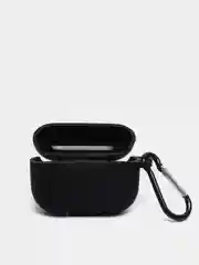 Черный силиконовый чехол для наушников Apple AirPods, аирподс, карабином, красный, розовый черный