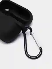 Черный силиконовый чехол для наушников Apple AirPods, аирподс, карабином, красный, розовый черный