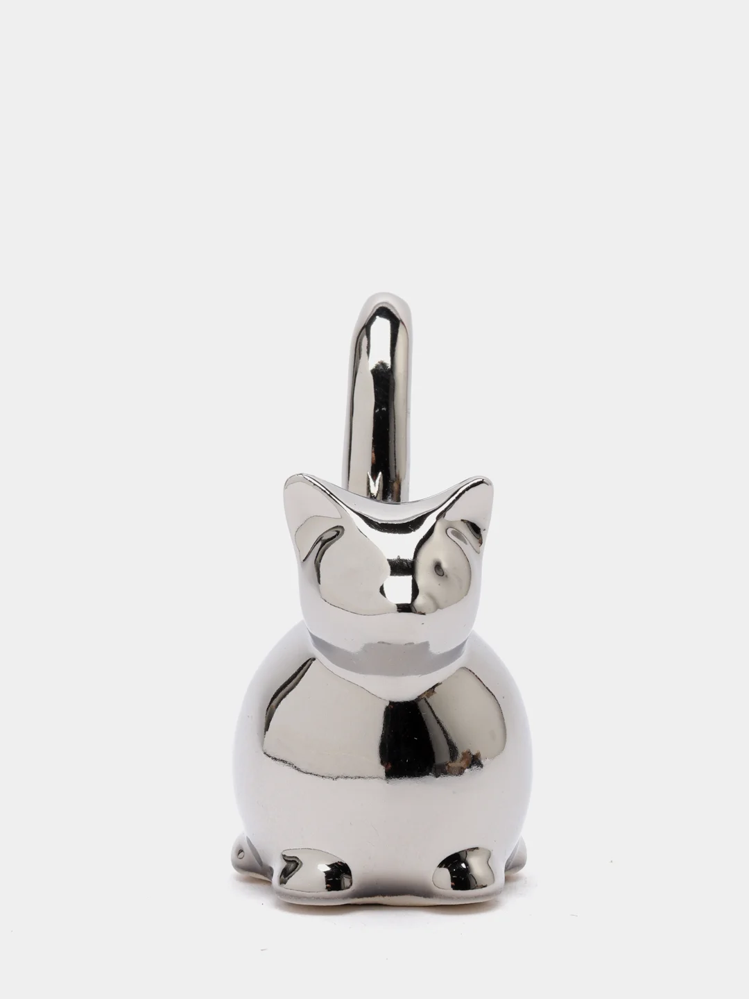 Серебряный подставка-держатель для украшений Кошка 7x7 см/статуэтка,сувенир подарочный