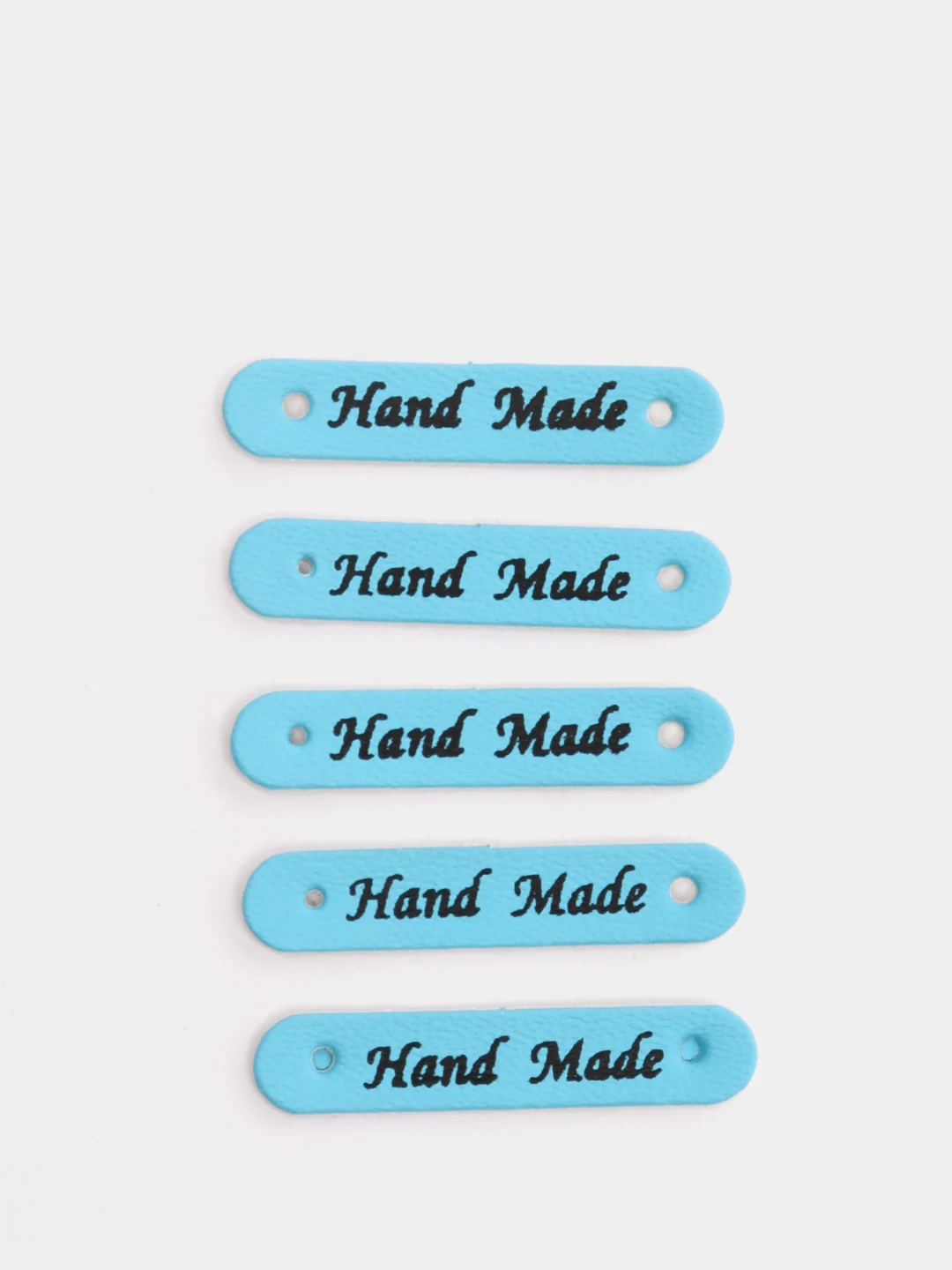 Голубой бирка "Hand made", экокожа, 5 штук