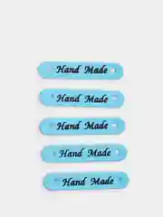 Голубой бирка "Hand made", экокожа, 5 штук