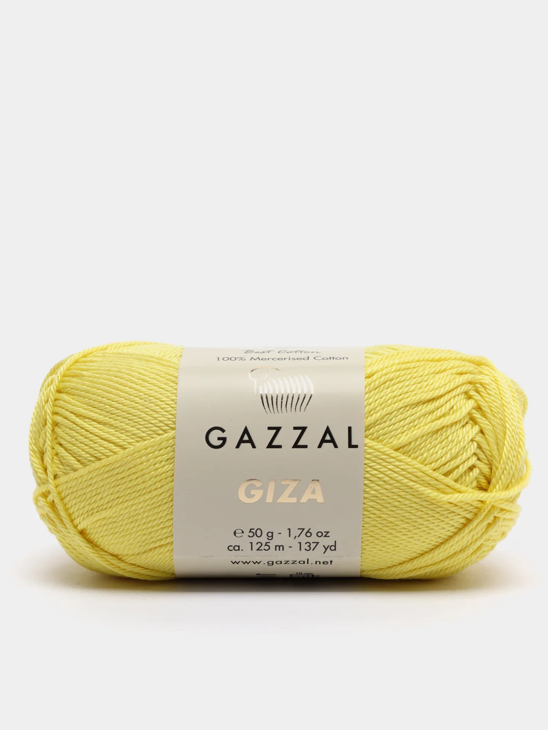 Лимонный пряжа Gazzal Giza 100% Мерсеризованный хлопок 50г 125м