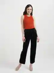 Черный штаны женские вельветовые с поясом