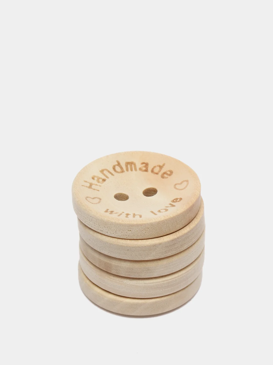 Деревянные пуговицы "Handmade - with love", 10 штук