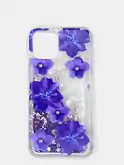 Лавандовый чехол iPhone 12 (6.1)/ 12 Pro, Pro Max, mini силиконовый переливающийся жидкий с блестками