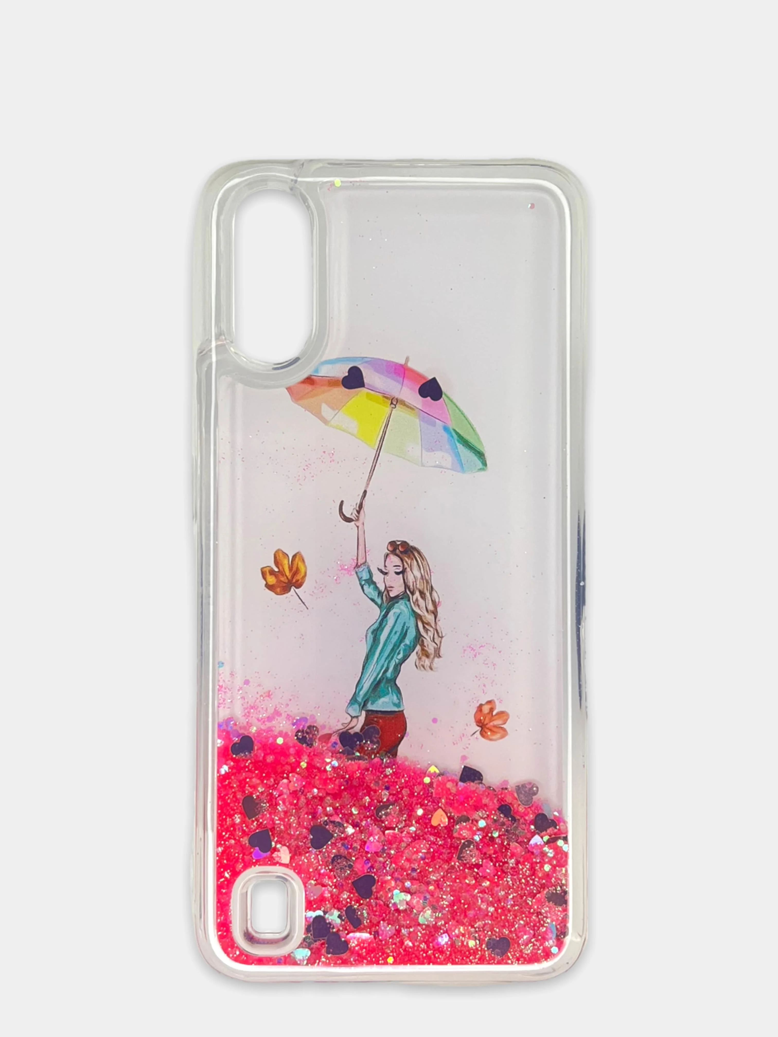 Фуксия чехол Samsung Galaxy A01, M01 (Самсунг Галакси А01, М01) переливающийся жидкий с блестками