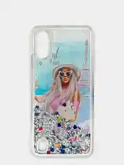 Серебряный чехол Samsung Galaxy A01, M01 (Самсунг Галакси А01, М01) переливающийся жидкий с блестками