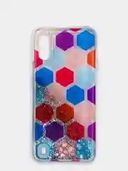 Бирюзовый чехол Samsung Galaxy A01, M01 (Самсунг Галакси А01, М01) переливающийся жидкий с блестками