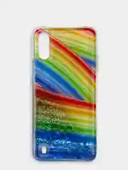 Оливковый чехол Samsung Galaxy A01, M01 (Самсунг Галакси А01, М01) переливающийся жидкий с блестками