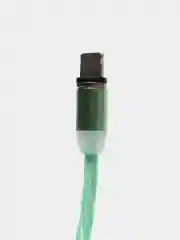 Голубой светящийся 360-градусный круглый магнитный кабель MicroUSB 1А. T4005