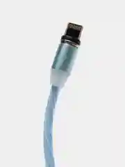 Голубой светящийся 360-градусный круглый магнитный кабель MicroUSB 1А. T4005