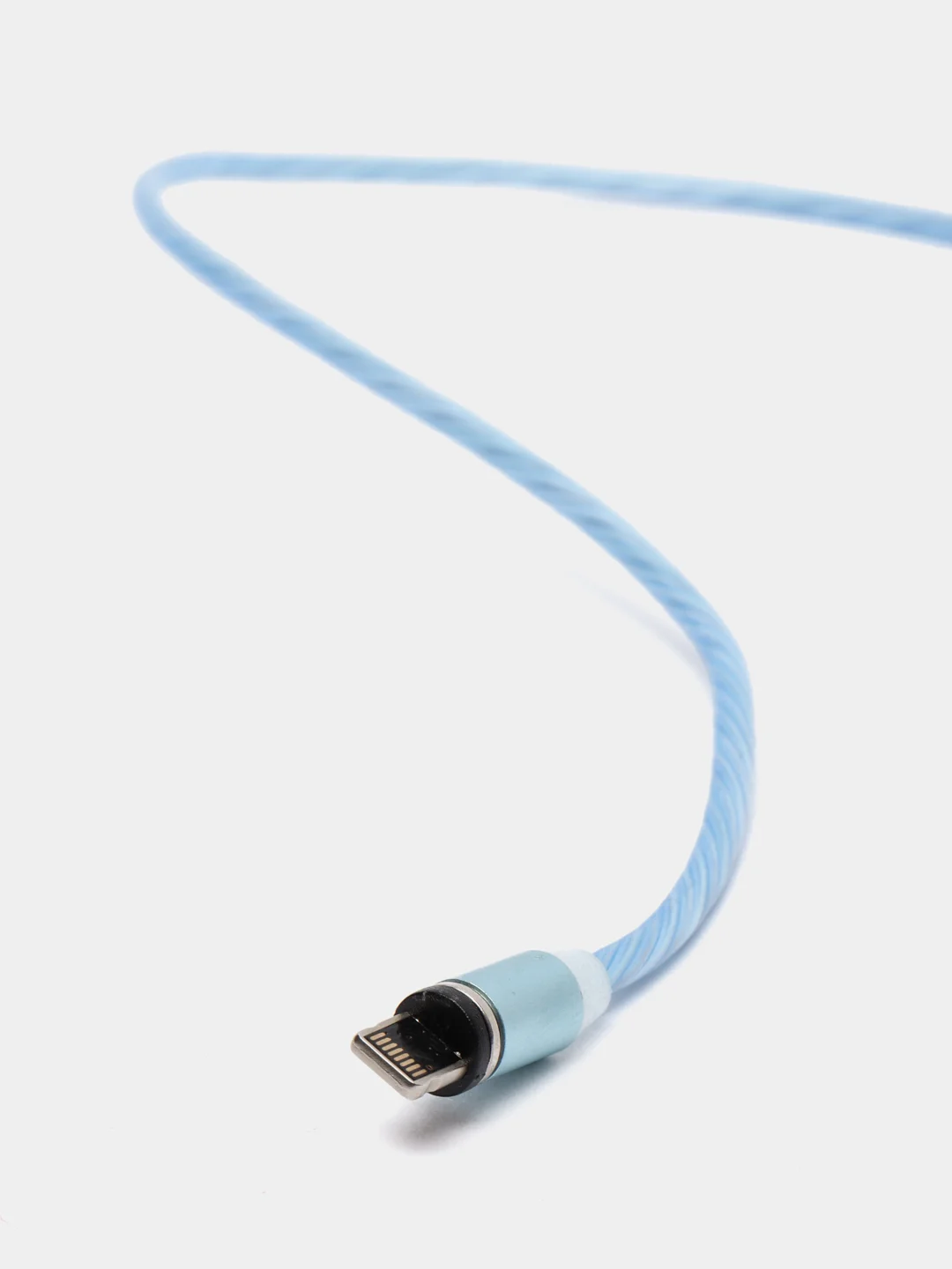 Голубой светящийся 360-градусный круглый магнитный кабель MicroUSB 1А. T4005